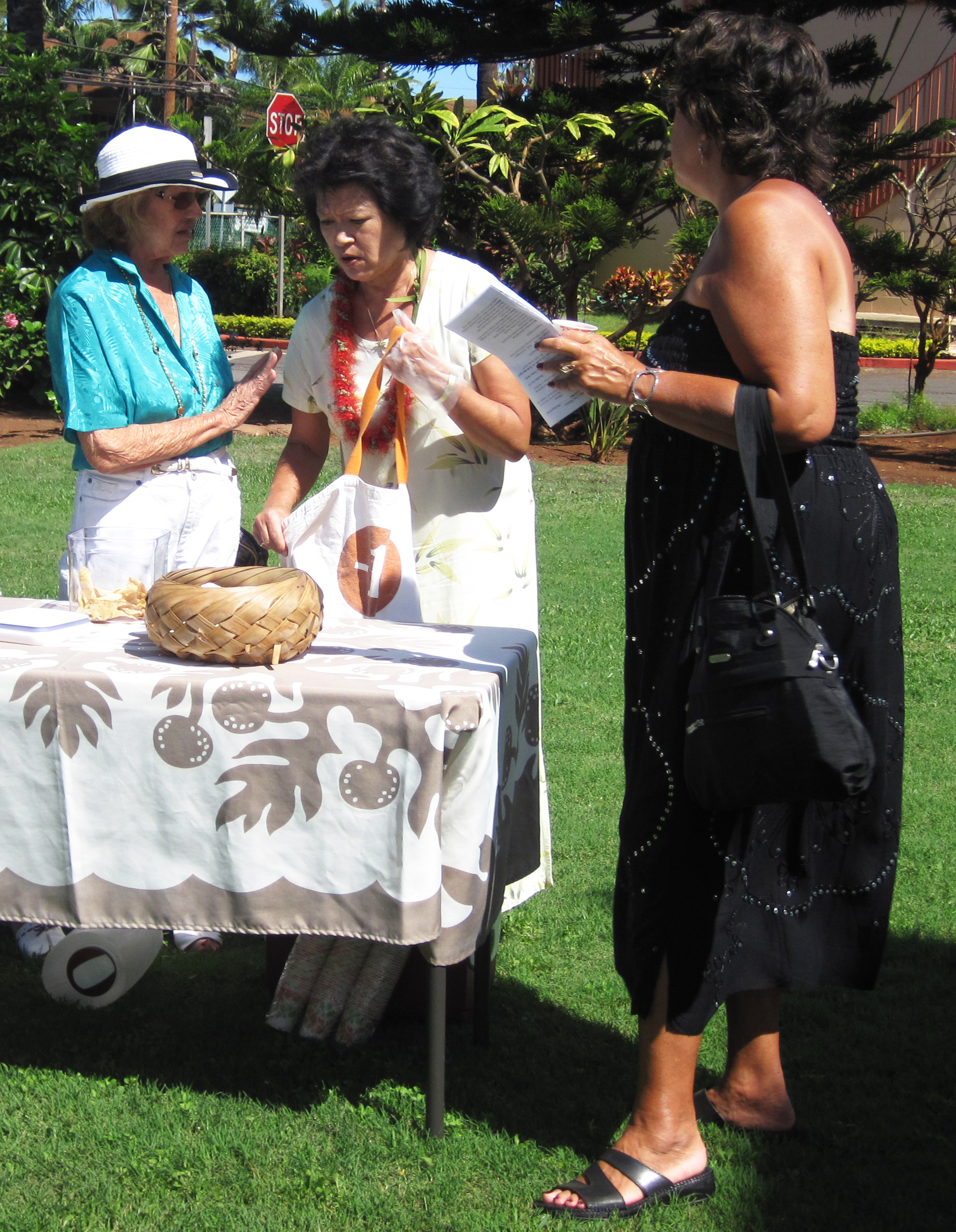 Pastor Eileen Trout serves pineapple juice after church